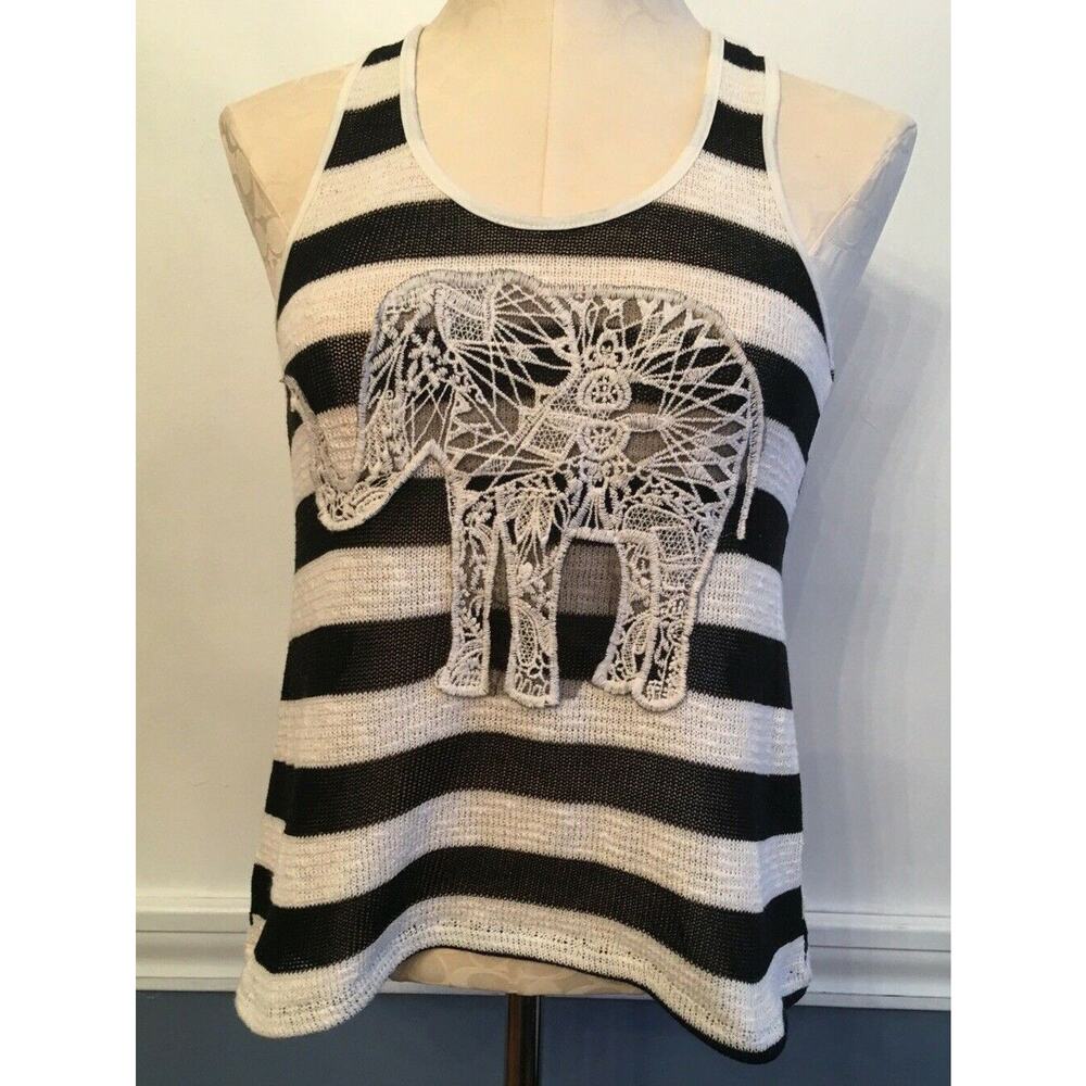 Small Nobo No Boundaries Junior Women's Sweater Tank Striped Elephant